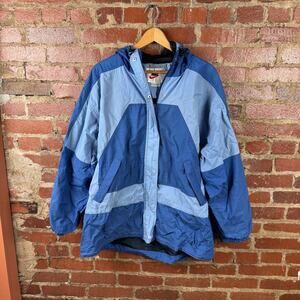 Vintage Nike Jacket Women's XL Blue Colorblock Hooded Zip Windbreaker 90s